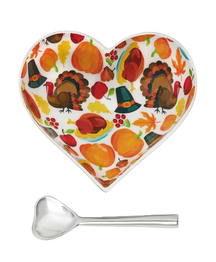 Happy Thanksgivinng Heart Dish w/ Spoon