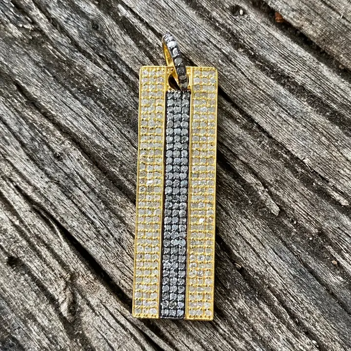 Silver & Gold Pave Diamond Pendant
