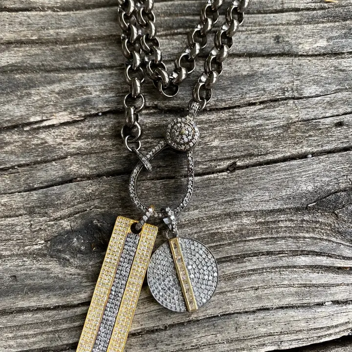 Silver & Gold Pave Diamond Pendant