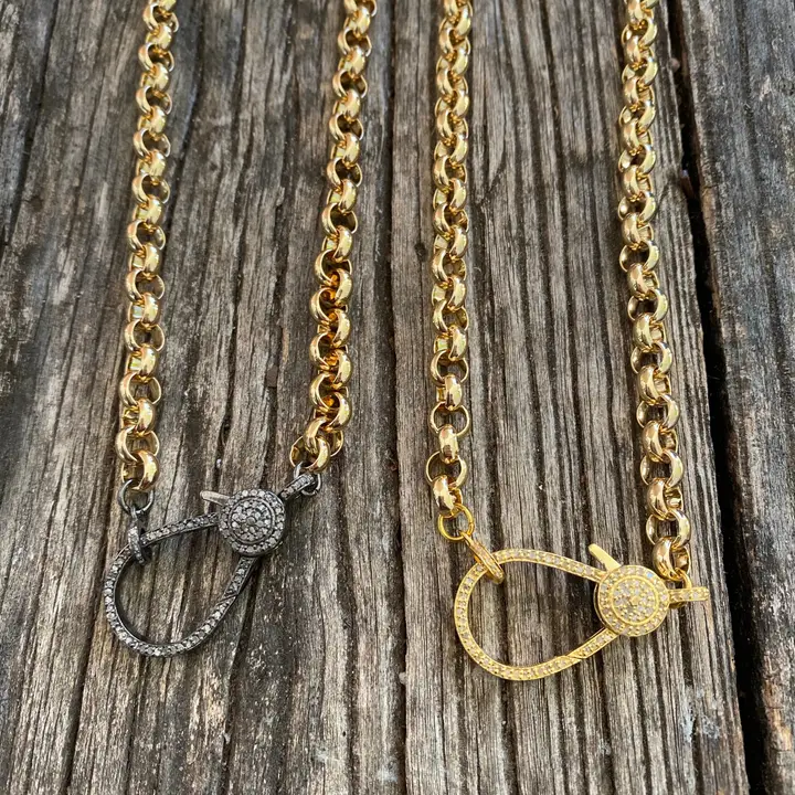 Chunky Rolo Chain w/ Large Pave Clasp