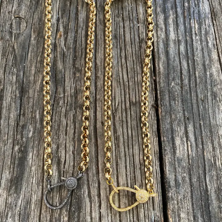 Chunky Rolo Chain w/ Large Pave Clasp
