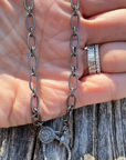 Silver Link Necklace w/ Pave Clasp