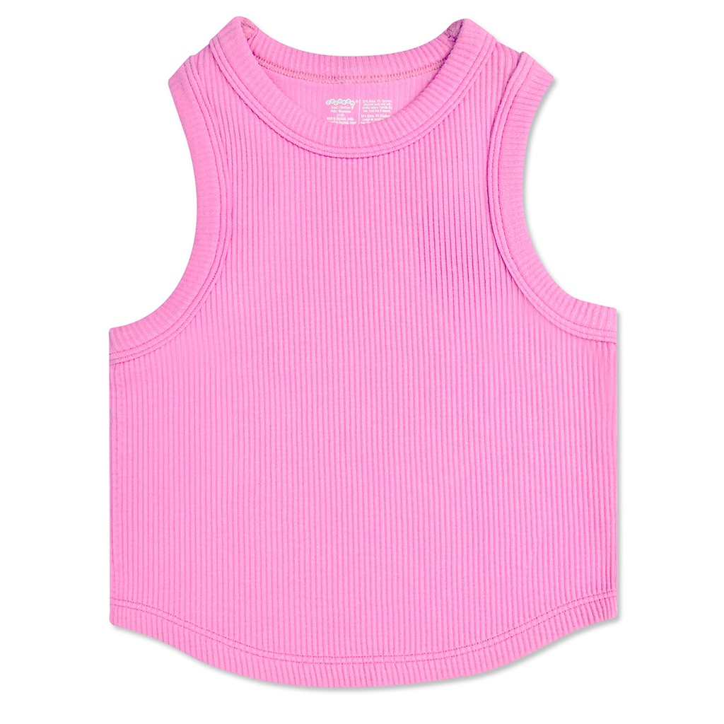 Rose Cropped Ribbed Racerback Tank