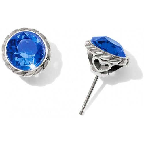 Iris Stud Earrings - Silver Sapphire