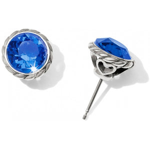 Iris Stud Earrings - Silver Sapphire