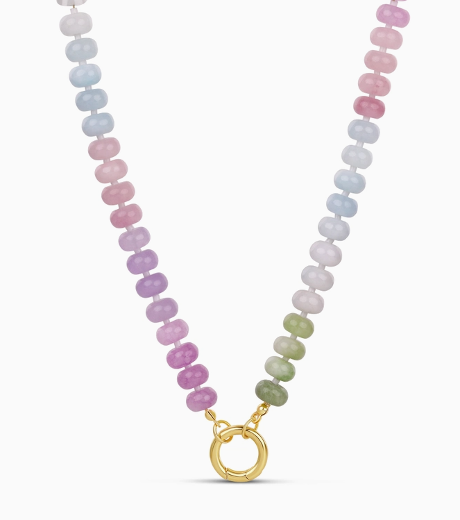 Pastel Stone Beaded Push Clasp