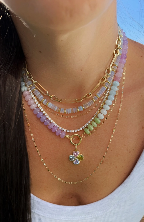 Pastel Stone Beaded Push Clasp