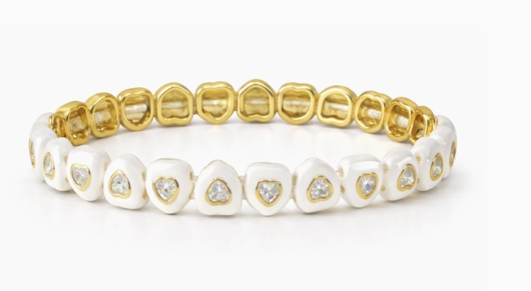 White Candy Heart Stretchy Bracelet