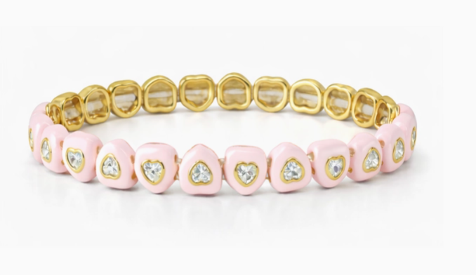 Pink Candy Heart Stretchy Bracelet