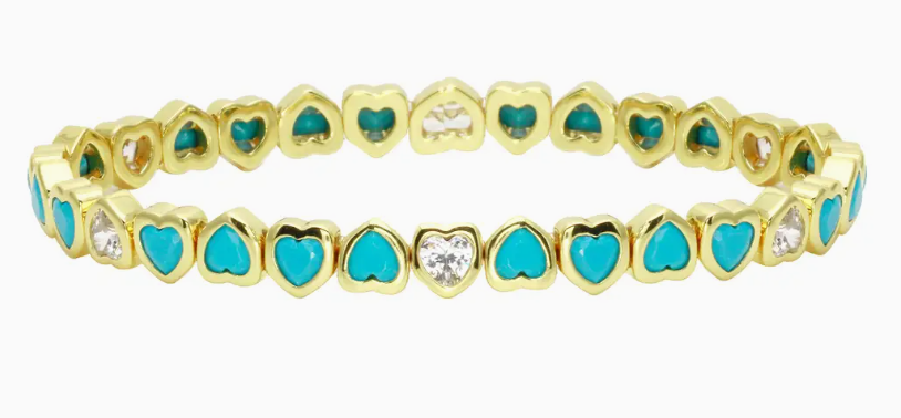 Mini Turquoise Stretchy Bezel Heart