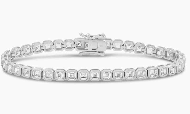 Bezel Emerald-Cut Tennis Bracelet