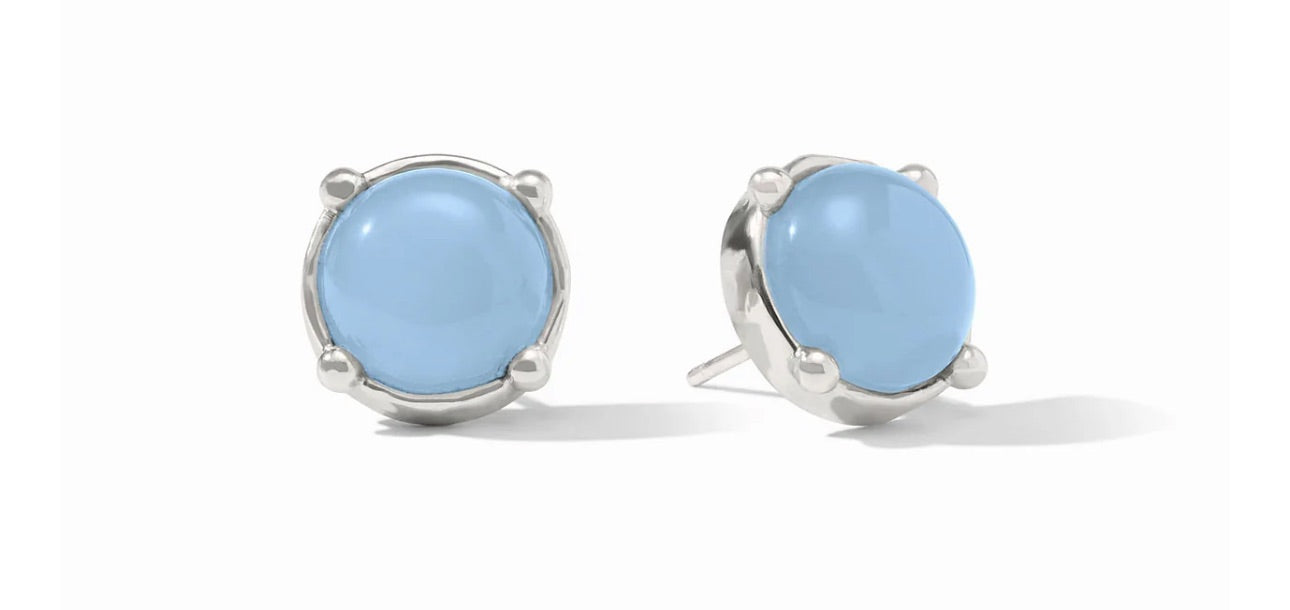 Honey Stud Chalcedony Blue Earring