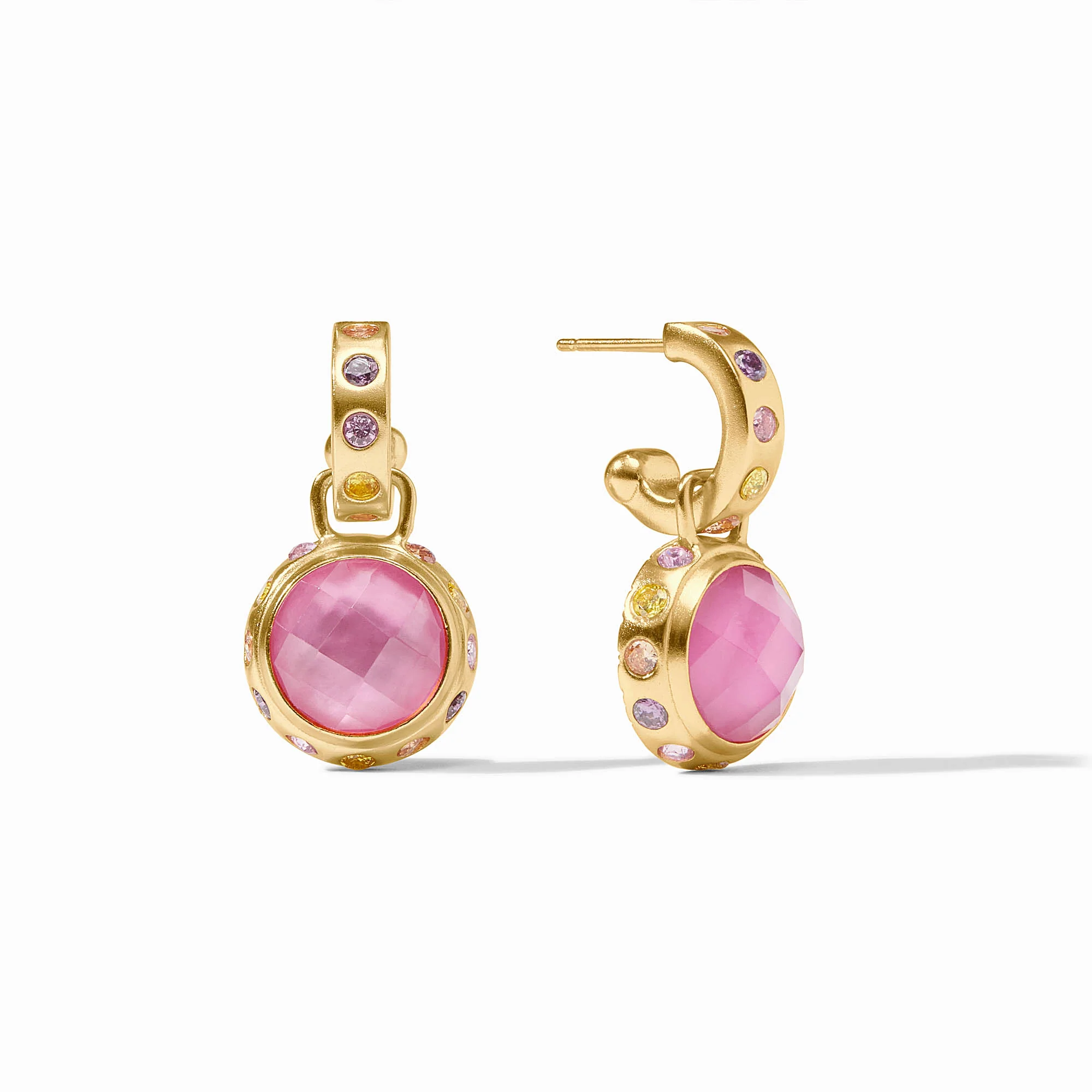 Tourmaline Pink Hoop & Charm Earring