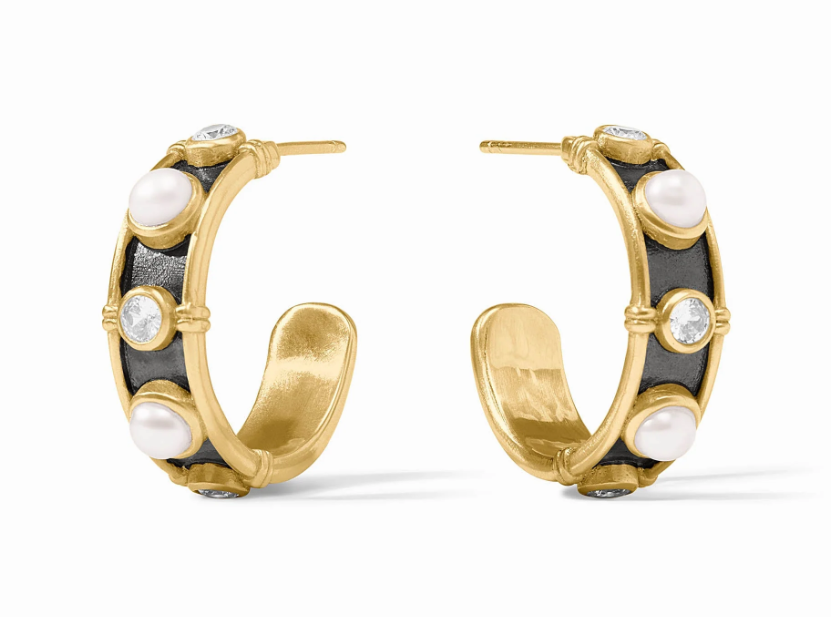 Tribeca Hoop Mixed Metal Pearl - S