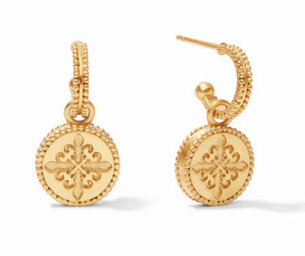 Gold Fleur De Lis Hoop & Charm Champagne