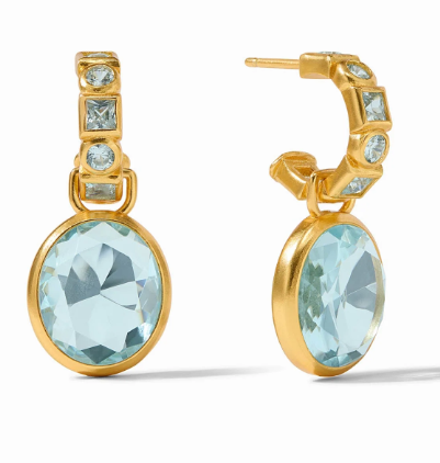 Gold Jolie Hoop & Charm Aquamarine