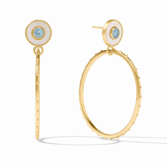 Gold Colette Circle Chalcedony Blue Ear