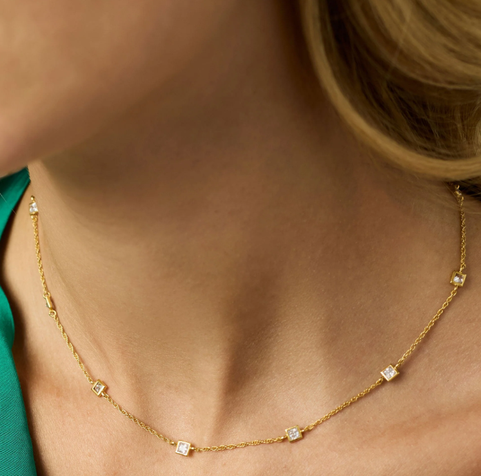 Gold Jolie Delicate Station CZ Necklace