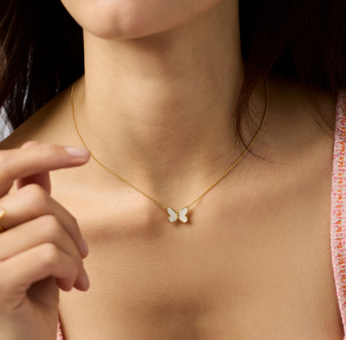 Gold Papillion Delicate Pearl Necklace