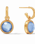 Gold Fleur De Lis Hoop & Charm Blue
