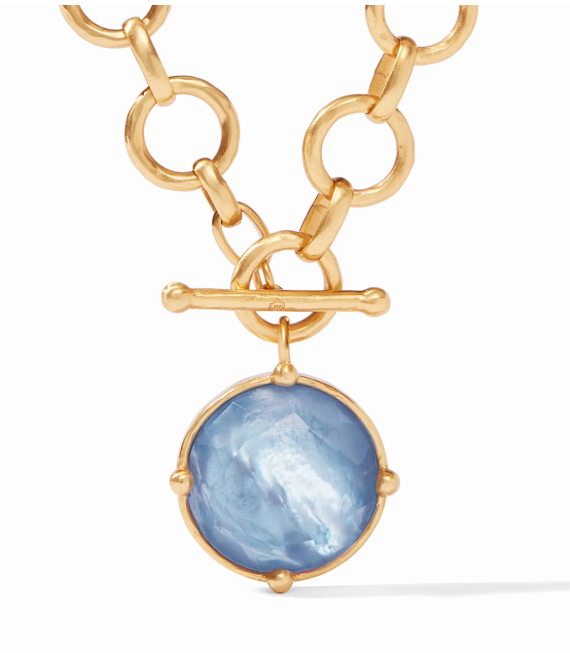 Gold Honeybee Statement Necklace - Blue