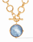 Gold Honeybee Statement Necklace - Blue