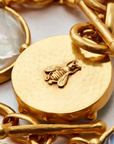 Gold Honeybee Statement Necklace - Blue