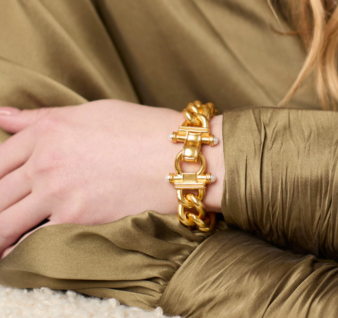 Gold Dolce Link Bracelet - Pearl L