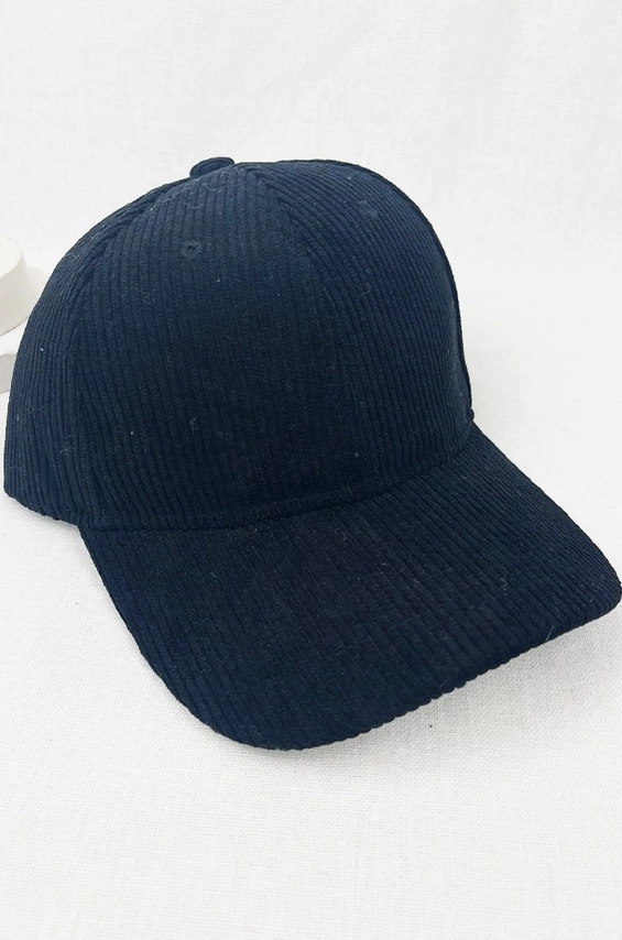 Solid Corduroy Baseball Hat - Black