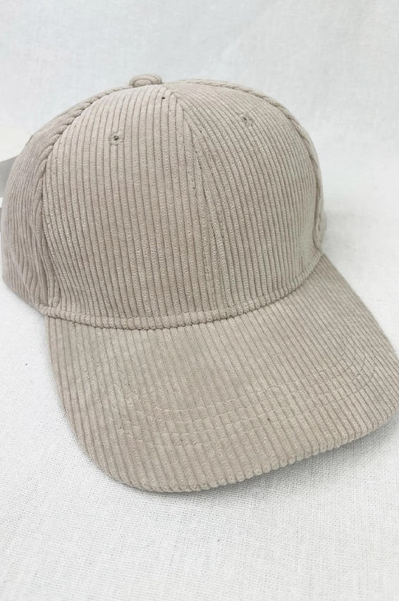 Solid Corduroy Baseball Hat - Oatmeal