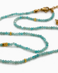 Amazonite Stone and Gold Short Necklace