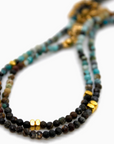 Turquoise Stone and Gold Short Necklace