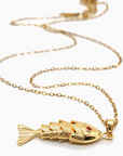 Delicate Articulated Gold Fish Necklace