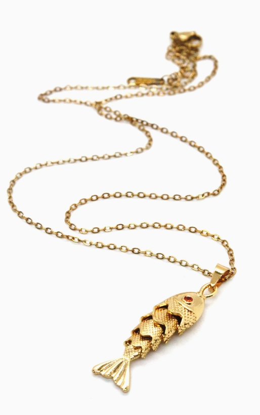 Delicate Articulated Gold Fish Necklace