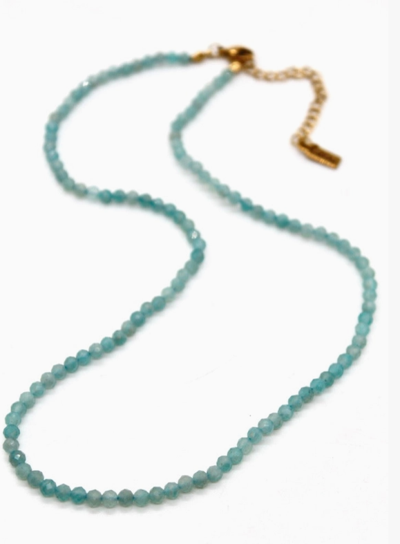 Short Amazonite Simple Stone Necklace
