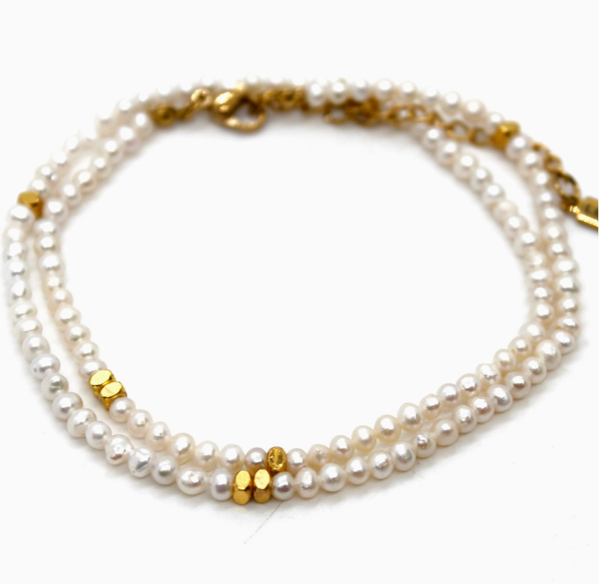 Freshwater Pearl/Gold Short Necklace