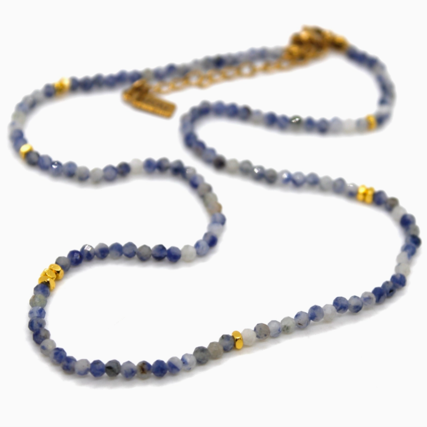 Sodalite Stone/Gold Short Necklace