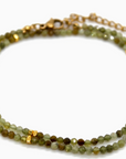 Green Garnet Stone/Gold Short Necklace