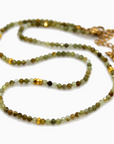 Green Garnet Stone/Gold Short Necklace