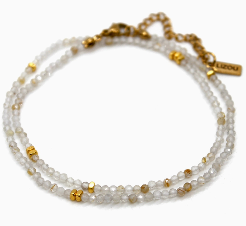 Rutilated Quartz Stone/Gold Necklace