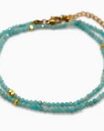 Amazonite Stone/Gold Short Necklace