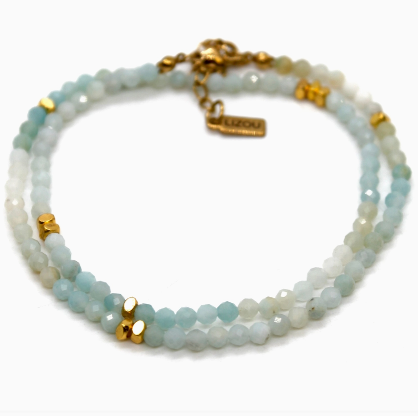 Gradient Amazonite Stone/Gold Necklace
