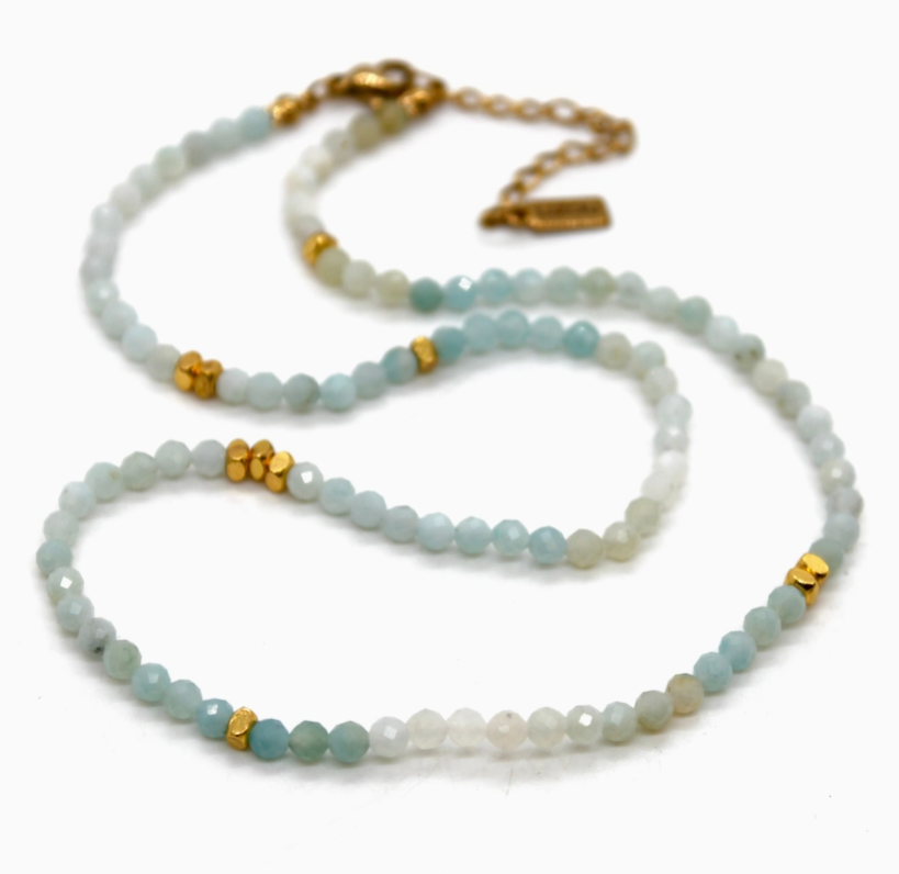 Gradient Amazonite Stone/Gold Necklace