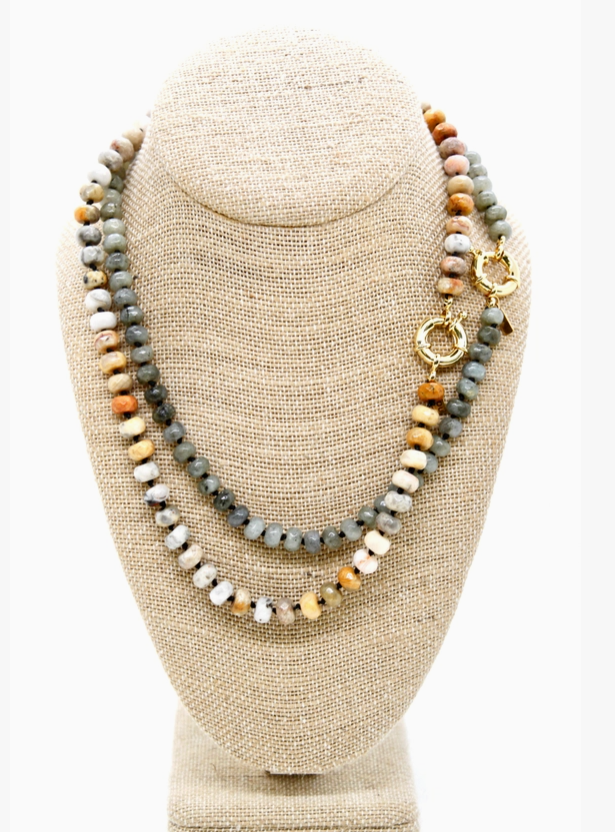 Knotted Faceted Short Amazonite Necklace