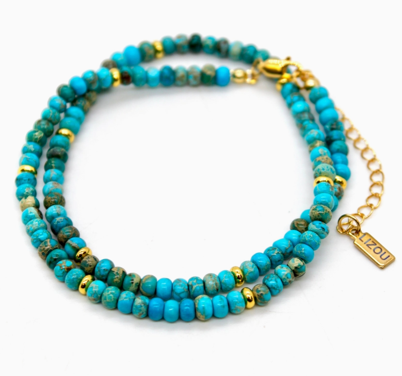 Turquoise Jasper + Gold Necklace