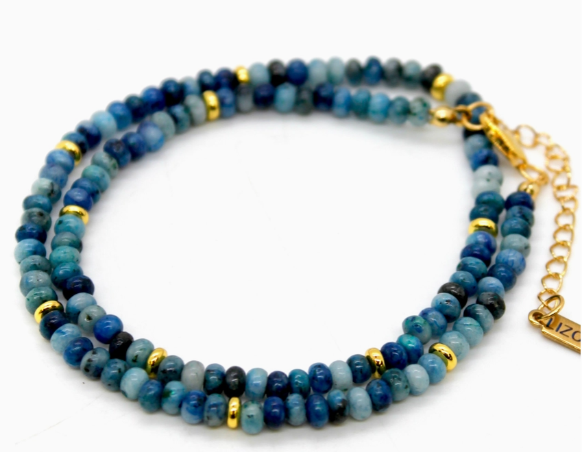 Blue Line Jasper + Gold Necklace
