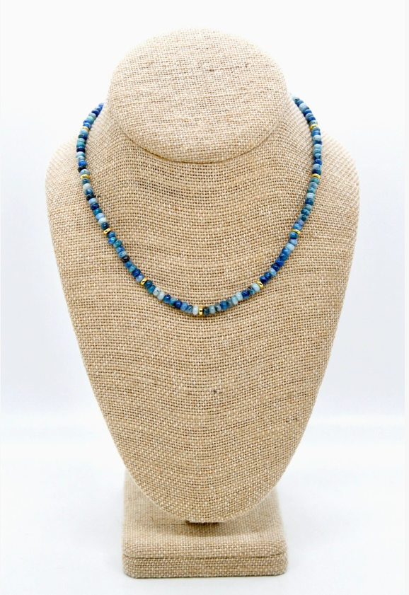 Blue Line Jasper + Gold Necklace