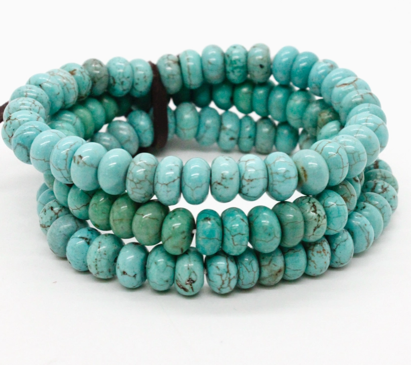 Turquoise Bead Three Strand Bracelet