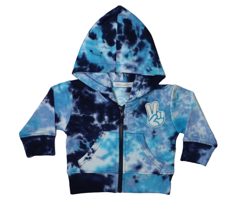 Peace Out Blue Tie Dye Hoodie