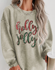 Sequined Holly Jolly Corded Sweatshirt